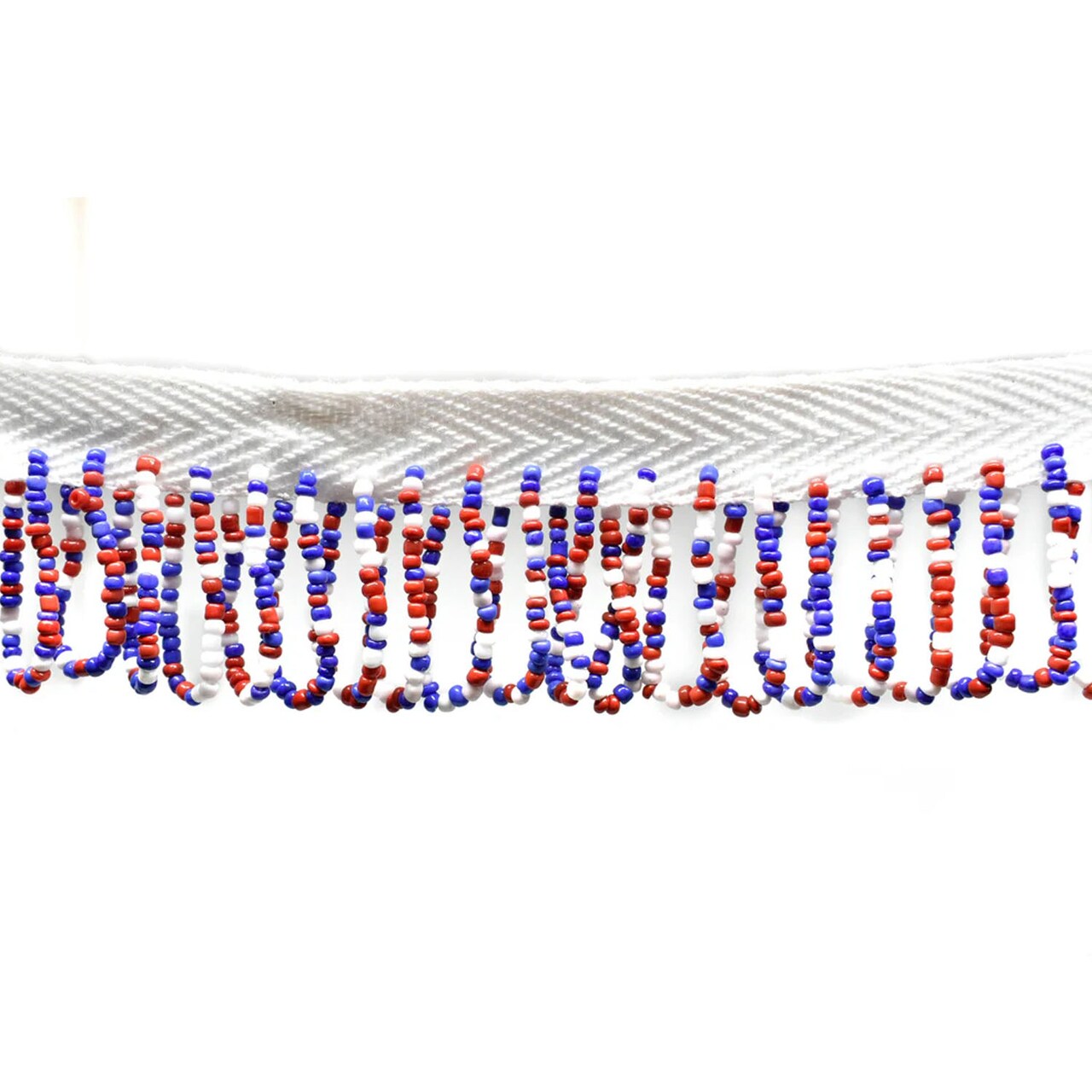 1 Yard Red White and Blue Beaded Loop Fringe Trim for Sewing Crafts 1.50 Inch Width